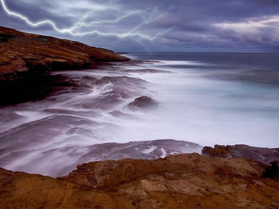 art photo mer éclair rivage