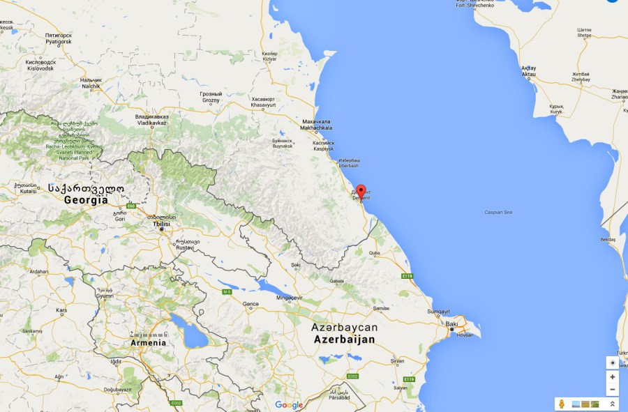 2016.08.08.carte avec Derbent sur la mer caspienne