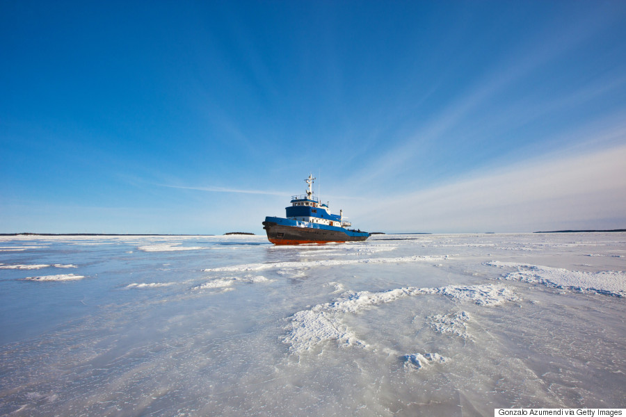 Ship on the frozen sea.