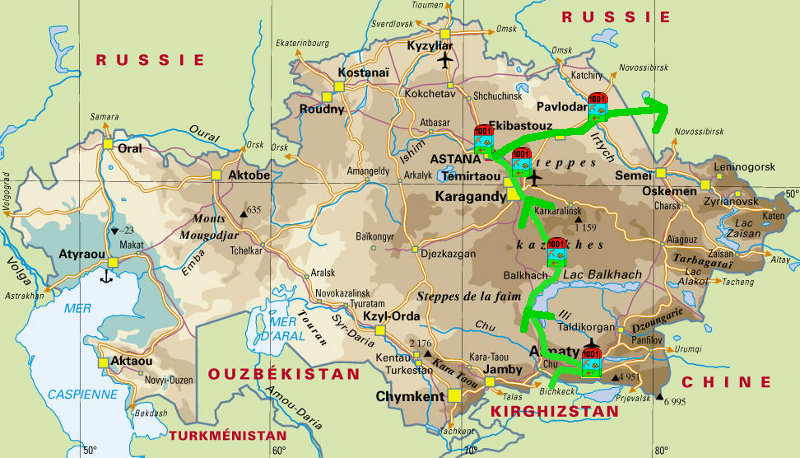 Kazakhstan la frontière entre les deux pays est située au nord du Kazakhstan 19c_Kazakhstan