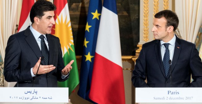KURDISTAN IRAKIEN le premier ministre de la région autonome Du Kurdistan irakien, Nechervan Barzani macron-barzani-kurdistan-iraq-m