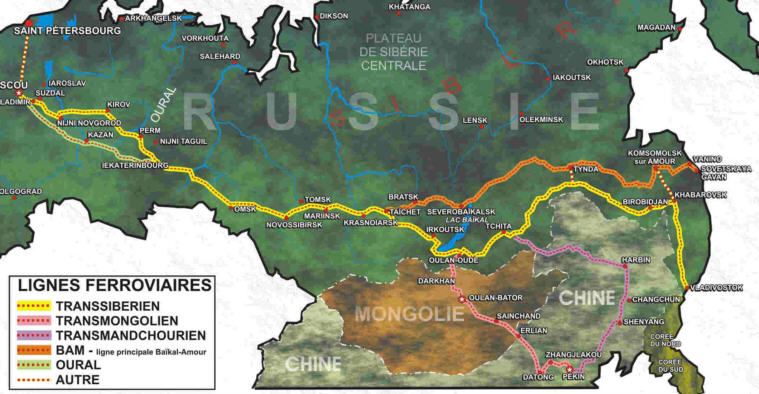 russie Transsiberien-carte-du-transsiberien-Transsmongolien-Transmandchourien-ligne-Baikal-Amour-Oural-Moscou-Vladivostok-Russie