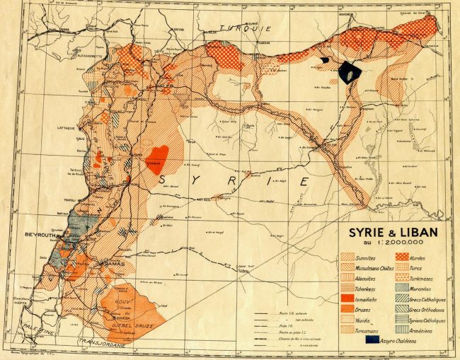 SYRIE Carte coloniale de la Syrie LeMicMaccarte-historique-syrie-650x509