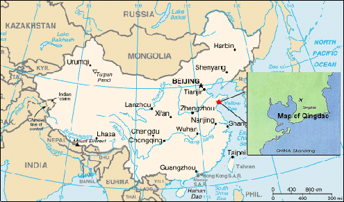chine carte-qingdao-en-chine