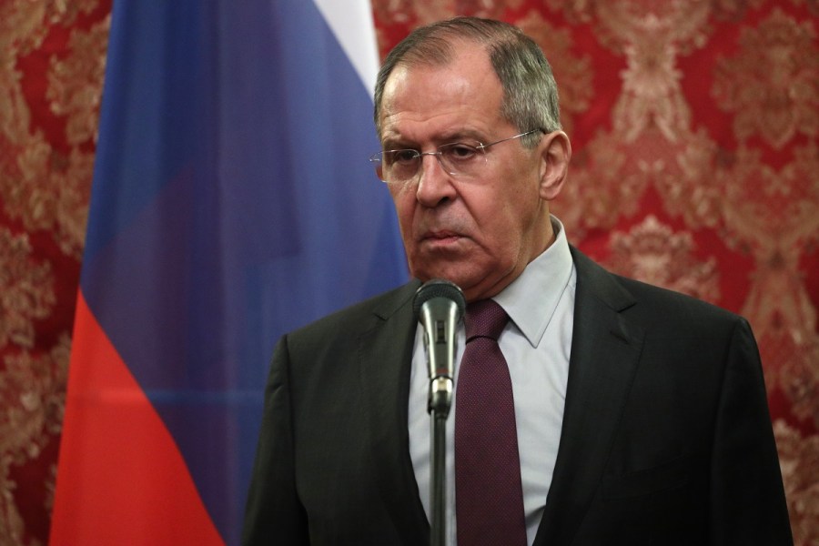 RUSSIE Sergueï Lavrov suite à ses pourparlers avec le Ministre nord-coréen des Affaires étrangères Ri Yong-ho, Moscou, 10 avril 2018 -%