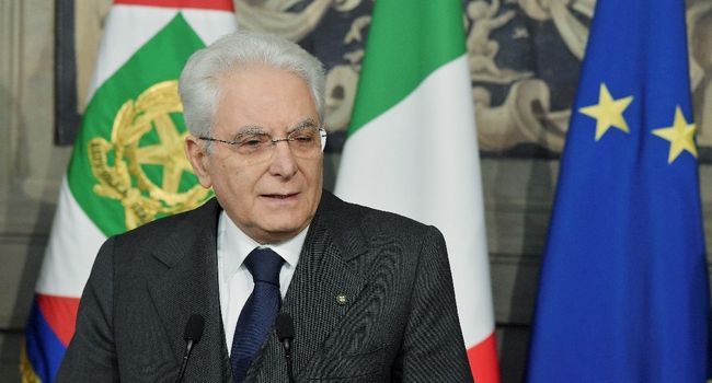 ITALIE Le président italien Sergio Mattarella lors d'une conférence de presse à Rome, 0f6056c392c08e01ff05d67985656f134c8774f7