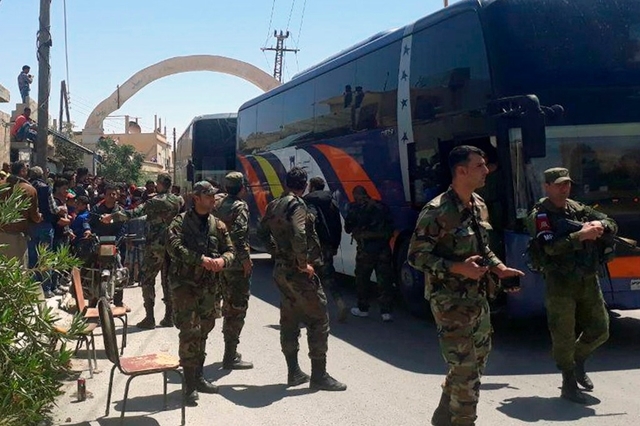 syrie Environ 3200 combattants de l'Armée syrienne libre (ASL) et leurs familles sont concernés par l'accord permettant cette évacuation. topelement