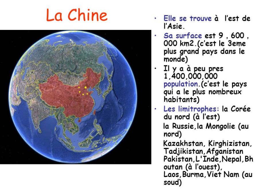CHINE La+Chine+Elle+se+trouve+à+l%u2019est+de+l%u2019Asie.