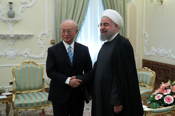 IRAN directeur-general-Agence-internationale-energie-atomique-AIEA-Yukiya-Amano-rencontre-president-iranien-Hassan-Rouhani-29-octobre-2017-Teheran-transmise-presidence-iranienne_0_729_48