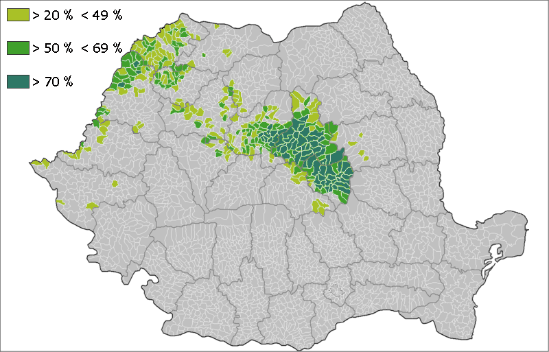 ROUMANIE ET MINORITE HONGGROISE Hungarians_over_20%
