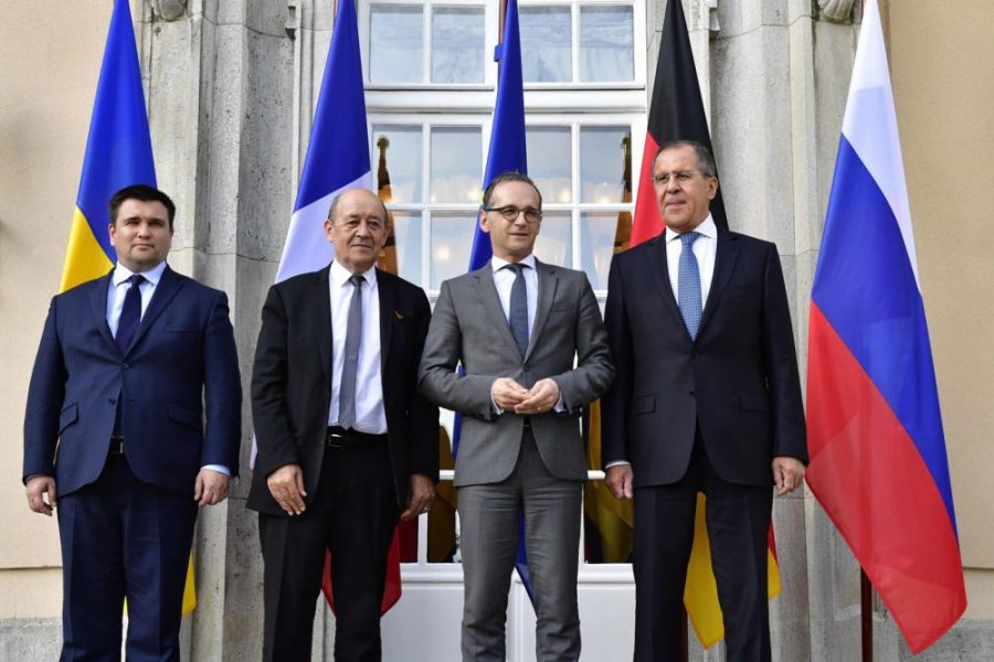 UKRAINE 2018 180612-reunion-berlin-sur-ukraine-Pavlo-Klimkin-Jean-Yves-LeDrian-Heiko-Maas-Sergueï-Lavrov-e1528802483911