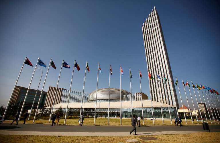 A general view shows the headquarters of the African Union building in Ethiopia's capital Addis Ababa