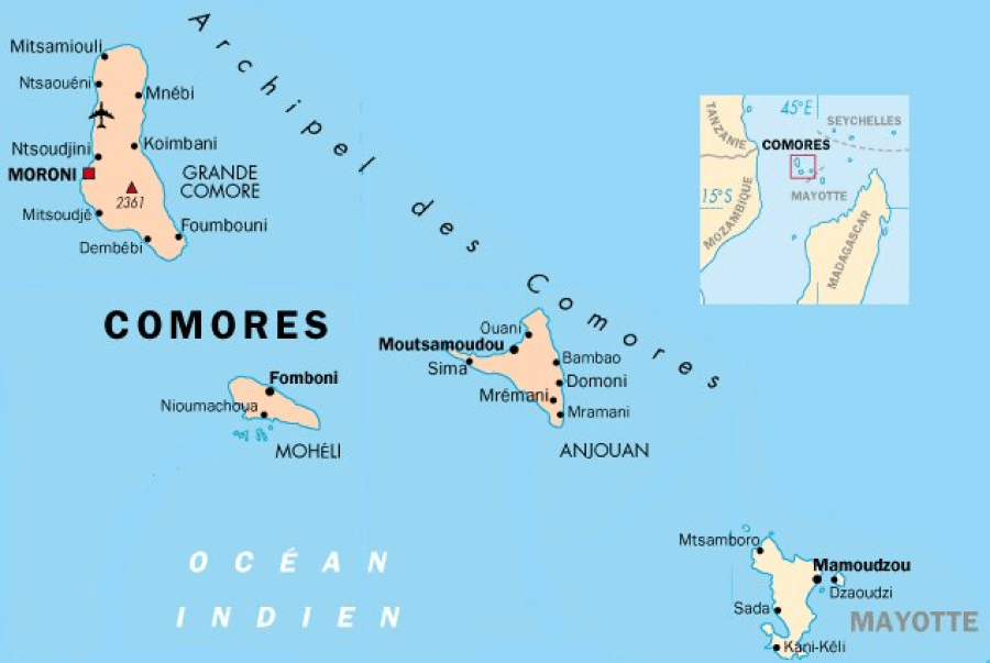COMORES Lu-Vu-Mayotte-Carte