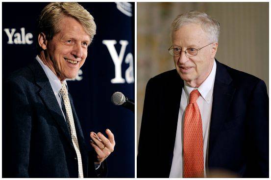 economie robert shiller, left, and george akerlof. bn-ka872_shille_g_20150827125050