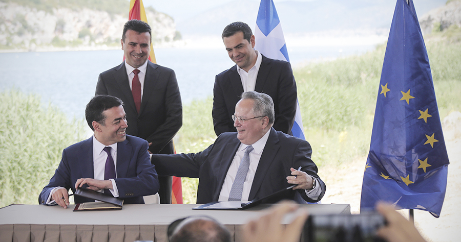 Alexis Tsipras,Zoran Zaev,Nikos Kotzias,Nikola Dimitrov