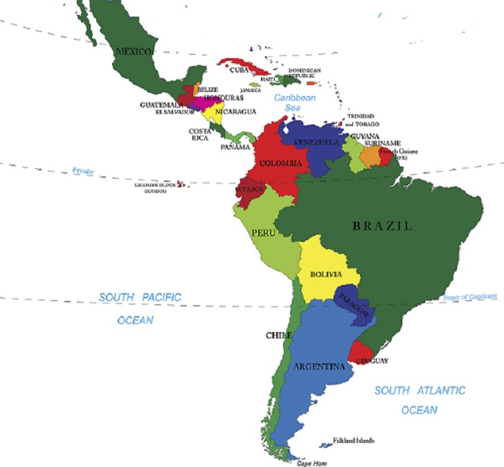 North and South America map