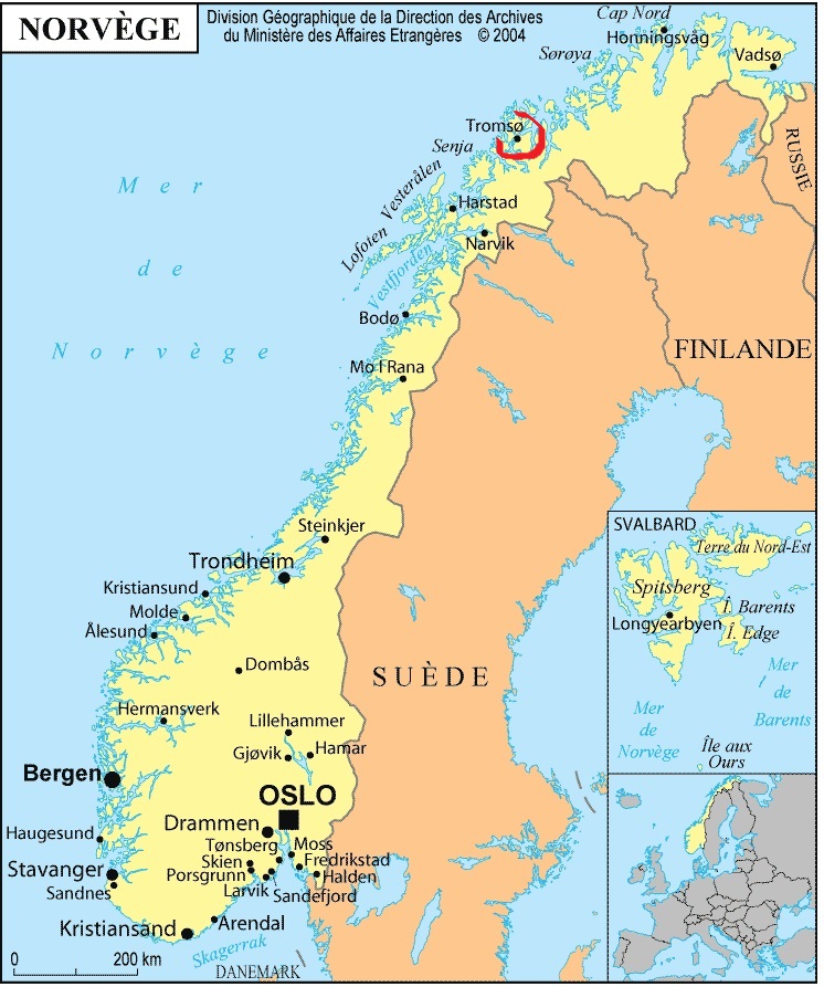 NORVEGE Alta-petroglyphes-d-Alta-carte-de-la-Norvege-et-emplacement-de-Tromso-Finnmark-Norvege-Europe