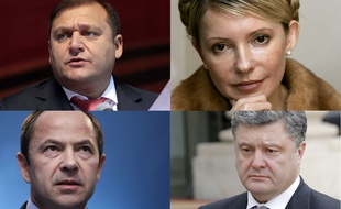 UKRAINE Les quatre principaux candidats à l'élection présidentielle en Ukraine du 25 mai, Mykhaïlo310x190_mikhail-dobkine-yulia-timoshanko-sergey-tigipko-petro-porochenko