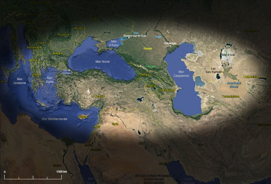 mer caspienne noire méditéranée carte-asie-centrale