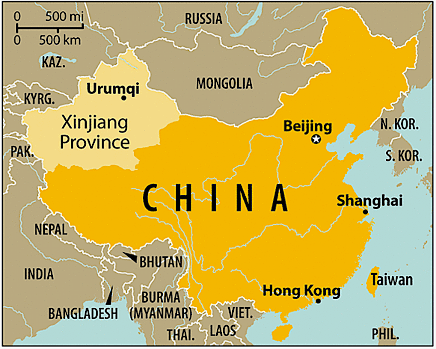 CHINE xinjinag-carte