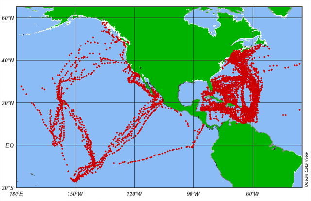 plaque_dechets_pacifique 2011 Carte indiquant l’emplacement où les débris marins en plastique ont été collectés par les navires de la SEA– Photo SEA