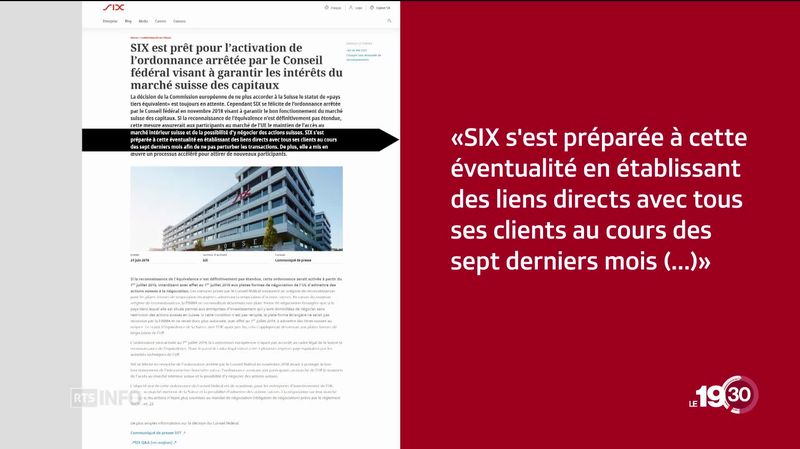 SUISSE 10539955.imageL'Union européenne n'accorde pas l'équivalence boursière à la Suisse