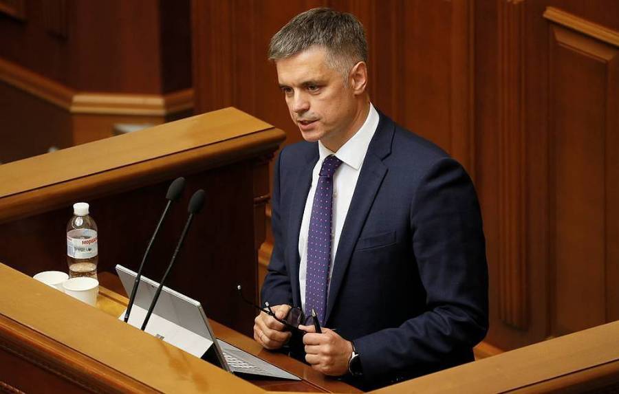 Ukrainian former ambassador Prystaiko attends a session of parliament in Kiev