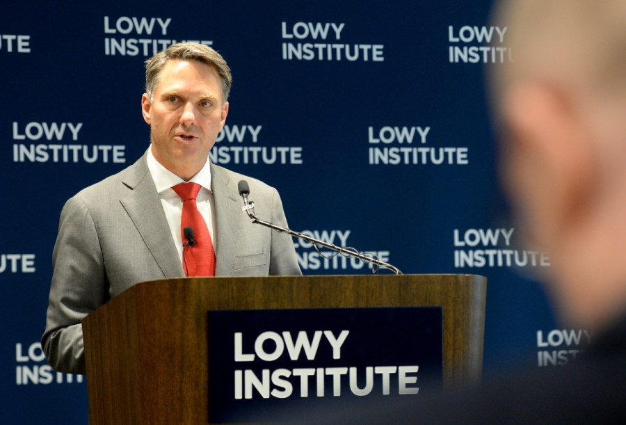 Shadow defence minister Richard Marles addresses the Lowy Institute in November, 2017. Photo AAP 1558317688-20171121001324711327-original