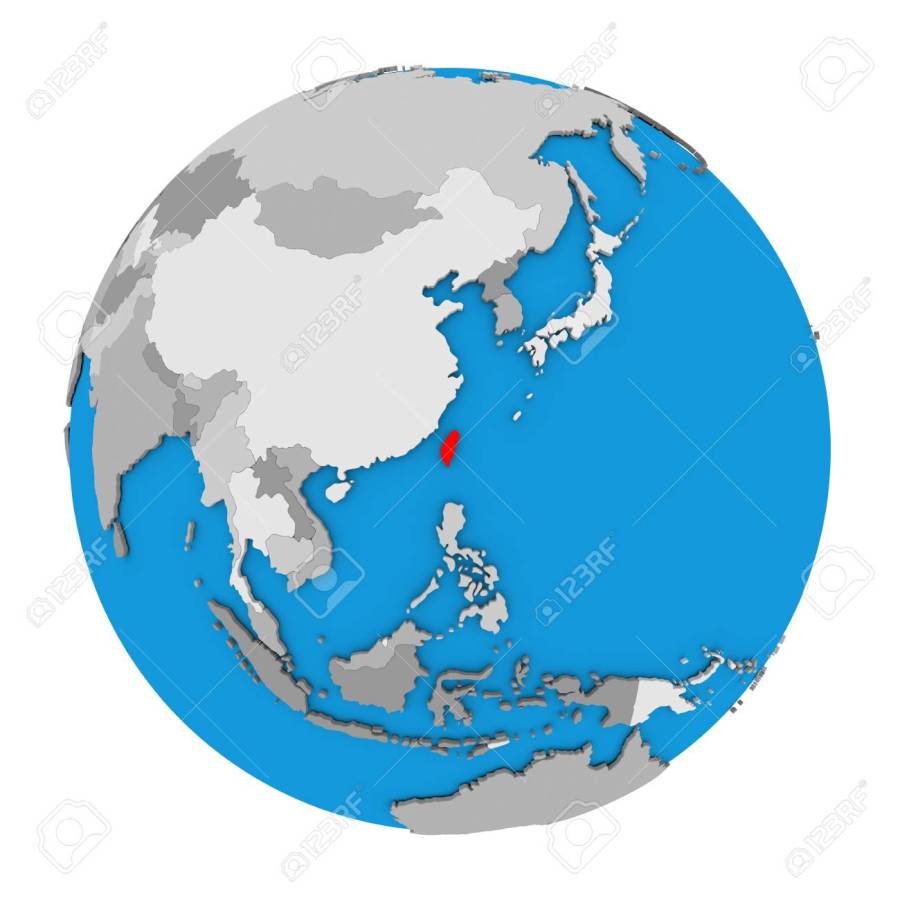 Taiwan on globe
