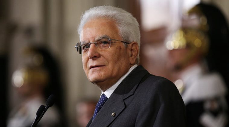 Italian President Sergio Mattarella leaves at the end of his consultations at the Quirinale Palace in Rome