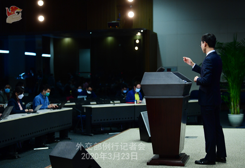 CHINE N° 2 Conférence de presse du 23 mars 2020 tenue par le Porte-parole du Ministère des Affaires étrangères Geng Shuang W020200326586258505523