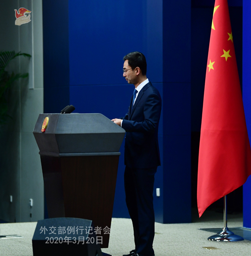 CHINE PH 17 Conférence de presse du 20 mars 2020 tenue par le porte-parole du Ministère des Affaires étrangères Geng Shuang W020200325416113330388 W020200325416113342241