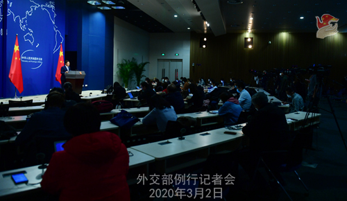 Conférence de presse du 2 MARS 2020 tenue par le Porte-parole du Ministère des Affaires étrangères Zhao Lijian N 22 --- W020200305293451821451