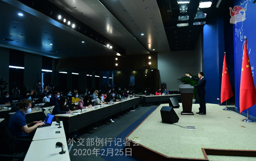 Conférence de presse du 25 février 2020 tenue par le Porte-parole du Ministère des Affaires étrangères Zhao Lijian N 04 --- W020200228408075013707