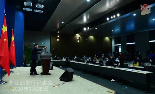 Conférence de presse du 28 février 2020 tenue par le Porte-parole du Ministère des Affaires étrangères Zhao Lijian N 17 --- W020200304388457012234