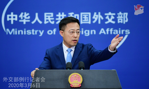Conférence N° 15 de presse du 6 mars 2020 tenue par le Porte-parole du Ministère des Affaires étrangères Zhao Lijian W020200311395784226478