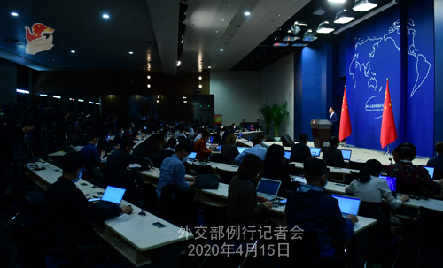 CHINE Conférence de presse PH 14 du 15 avril 2020 tenue par le porte-parole du Ministère des Affaires étrangères Zhao Lijian W020200419819893913248