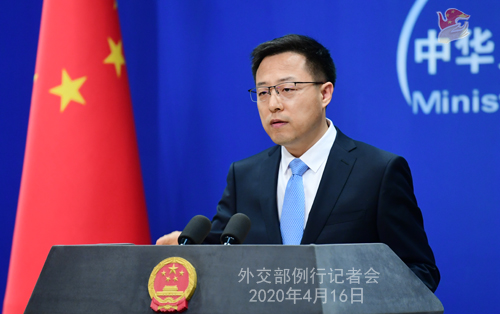 CHINE Conférence de presse PH 17 du 16 avril 2020 tenue par le porte-parole du Ministère des Affaires étrangères Zhao Lijian W020200419822260906388