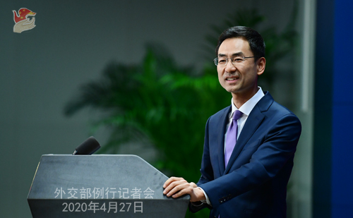 Conférence de presse PH 3 du 27 avril 2020 tenue par le porte-parole du Ministère des Affaires étrangères Geng Shuang W020200427689232024077