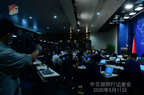 Conférence de presse du 11 mai 2020 PH5 tenue par le porte-parole du Ministère des Affaires étrangères Zhao Lijian W020200514431932220285