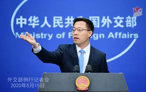 Conférence de presse du 15 mai 2020 PH 8 tenue par le porte-parole du Ministère des Affaires étrangères Zhao Lijian W020200520363617744434