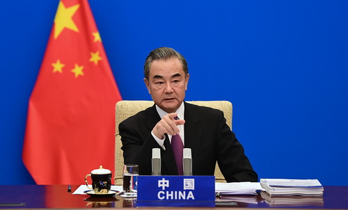 CHINE PH 1 Le Conseiller d'Etat et Ministre des Affaires étrangères Wang Yi de haut niveau sur la réduction de la pauvreté et la coopération Sud-Sud et prononce un discours du 29.09.2020