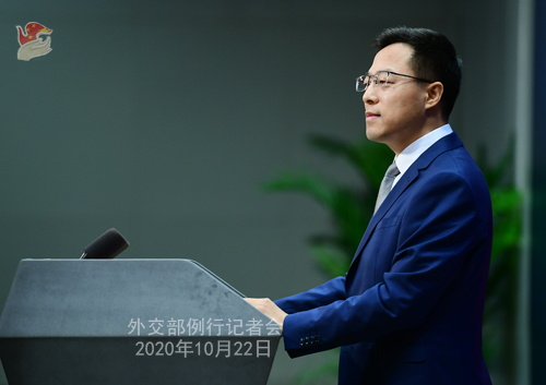 CHINE ZHAO PH 2 Conférence de presse du 22 octobre 2020 tenue par le porte-parole du Ministère des Affaires étrangères Zhao Lijian
