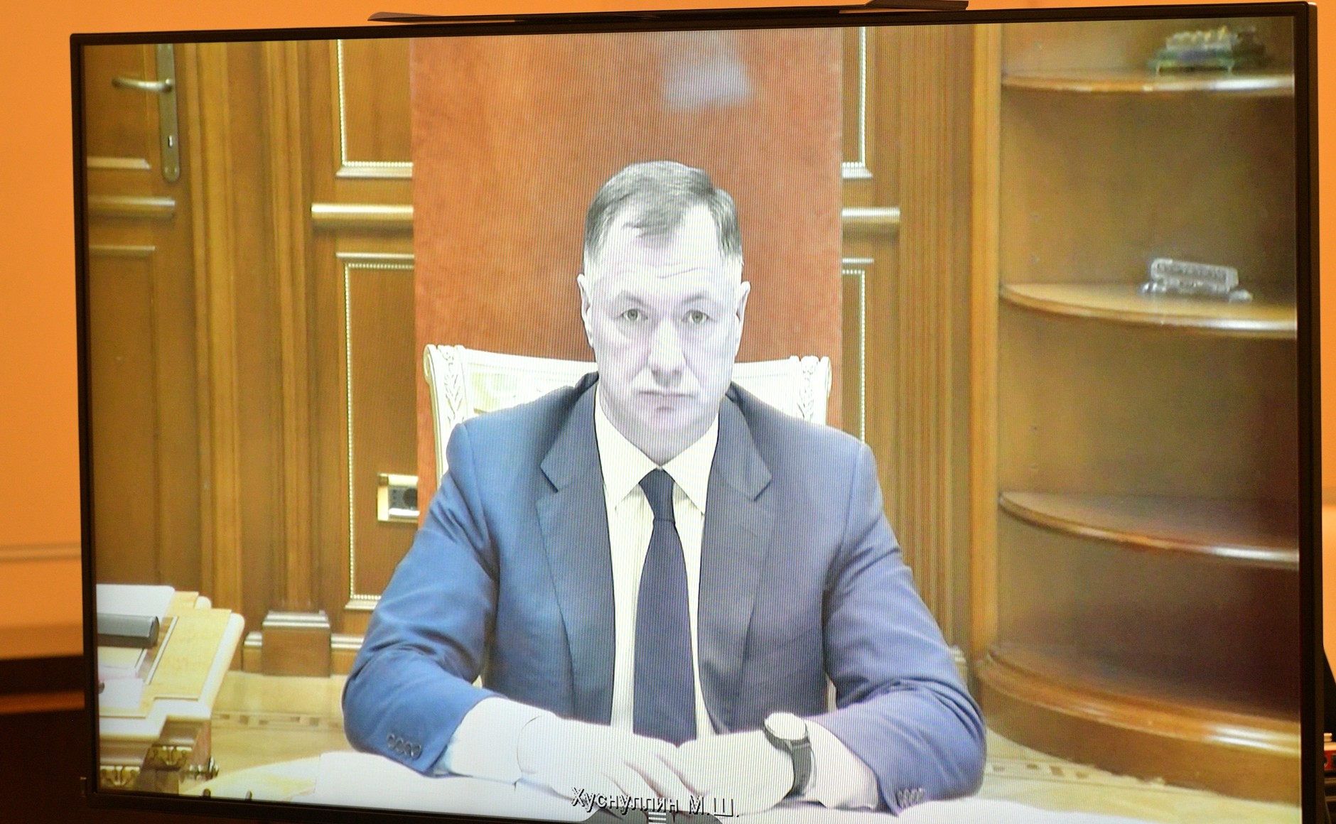 KREMLIN PH 2 X 3 DU 21.10.2020. Réunion de travail avec la vice-première ministre Marat Khusnullin (par vidéoconférence).