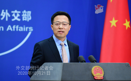 PH 6 Conférence de presse du 21 octobre 2020 tenue par le porte-parole du Ministère des Affaires étrangères Zhao Lijian