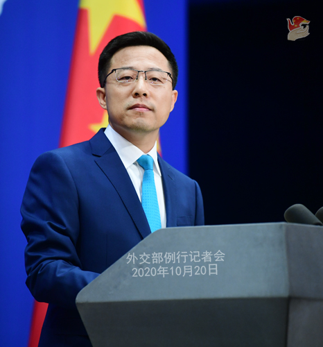 PPH 4 Conférence de presse du 20 octobre 2020 tenue par le porte-parole du Ministère des Affaires étrangères Zhao Lijian
