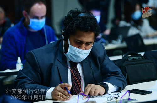 N°14 Conférence de presse du 5 novembre 2020 tenue par le porte-parole du Ministère des Affaires étrangères Wang Wenbin