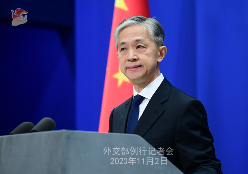 N°2 Conférence de presse du 2 novembre 2020 tenue par le porte-parole du Ministère des Affaires étrangères Wang Wenbin