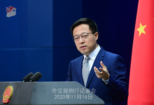 zhao lijian PH 1 Conférence de presse du 16 novembre 2020 tenue par le porte-parole du Ministère des Affaires étrangères Zhao Lijian