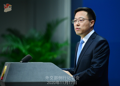 zhao lijian PH 7 Conférence de presse du 17 novembre 2020 tenue par le porte-parole du Ministère des Affaires étrangères Zhao Lijian